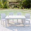 LeisureMod Modern Weave Mace Indoor Outdoor Dining Armchair in White Set of 4