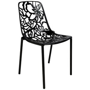 LeisureMod Devon Modern Indoor Outdoor Aluminum Dining Chair in Black