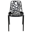 LeisureMod Devon Modern Indoor Outdoor Aluminum Dining Chair in Black Set of 2
