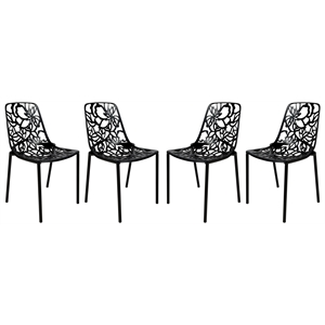 leisuremod devon modern indoor outdoor aluminum dining chair (set of 4)