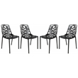 LeisureMod Devon Modern Indoor Outdoor Aluminum Dining Chair in Black Set of 4