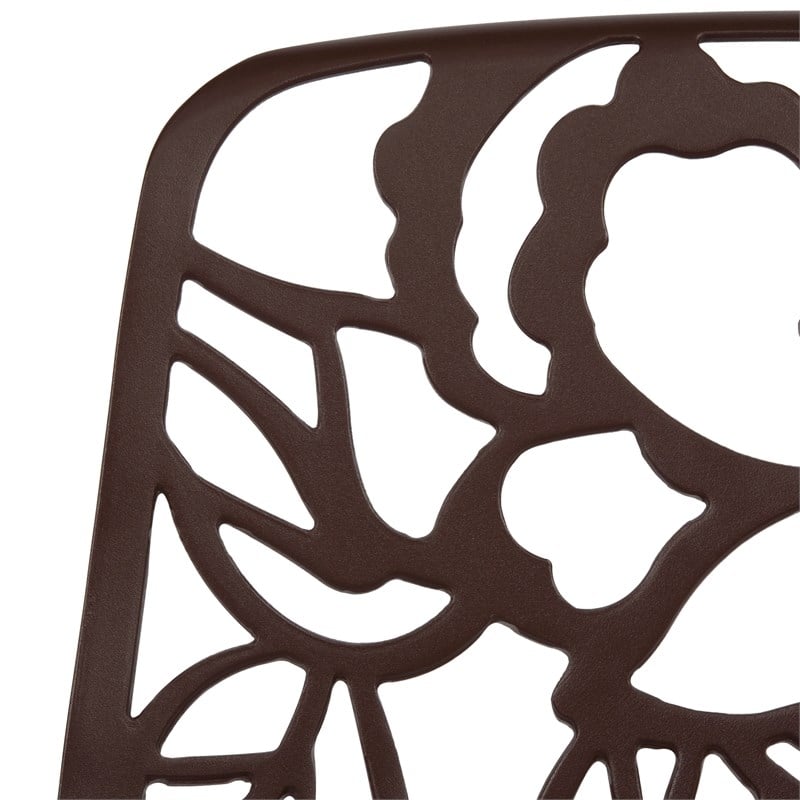 LeisureMod Devon Modern Indoor Outdoor Aluminum Dining Chair in Brown