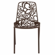 LeisureMod Devon Modern Indoor Outdoor Aluminum Dining Chair in Brown Set of 2