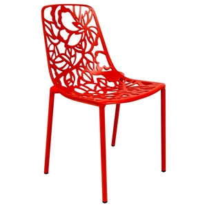 LeisureMod Devon Modern Indoor Outdoor Aluminum Dining Chair in Red