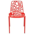 LeisureMod Devon Modern Indoor Outdoor Aluminum Dining Chair in Red Set of 2