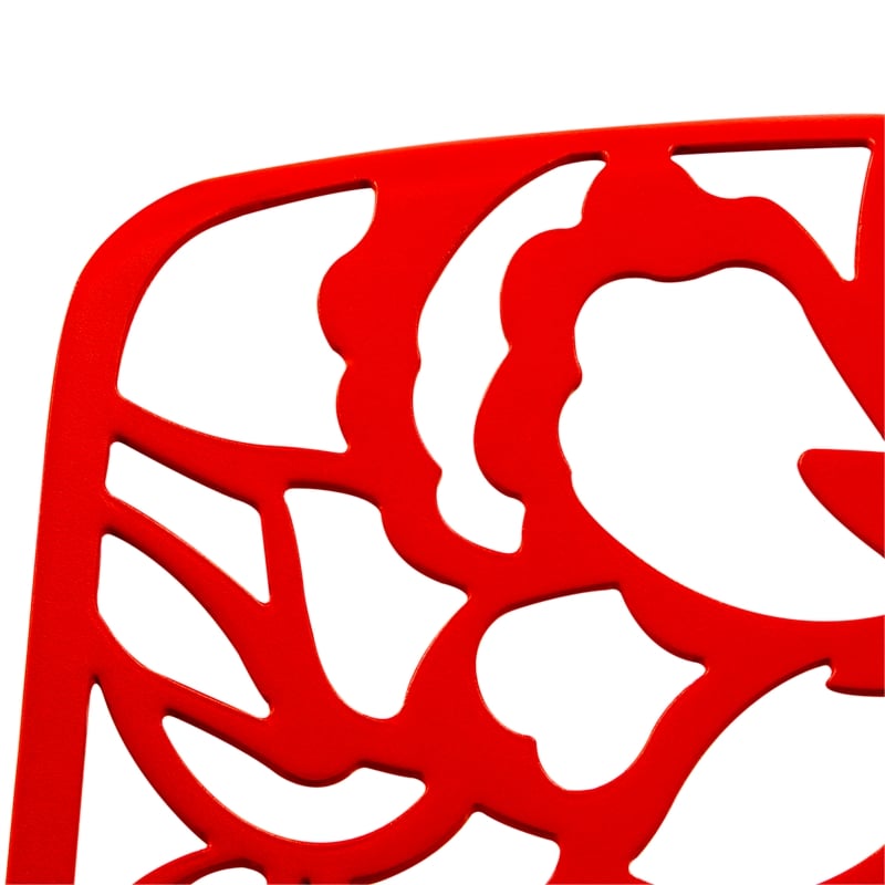 LeisureMod Devon Modern Indoor Outdoor Aluminum Dining Chair in Red Set of 2