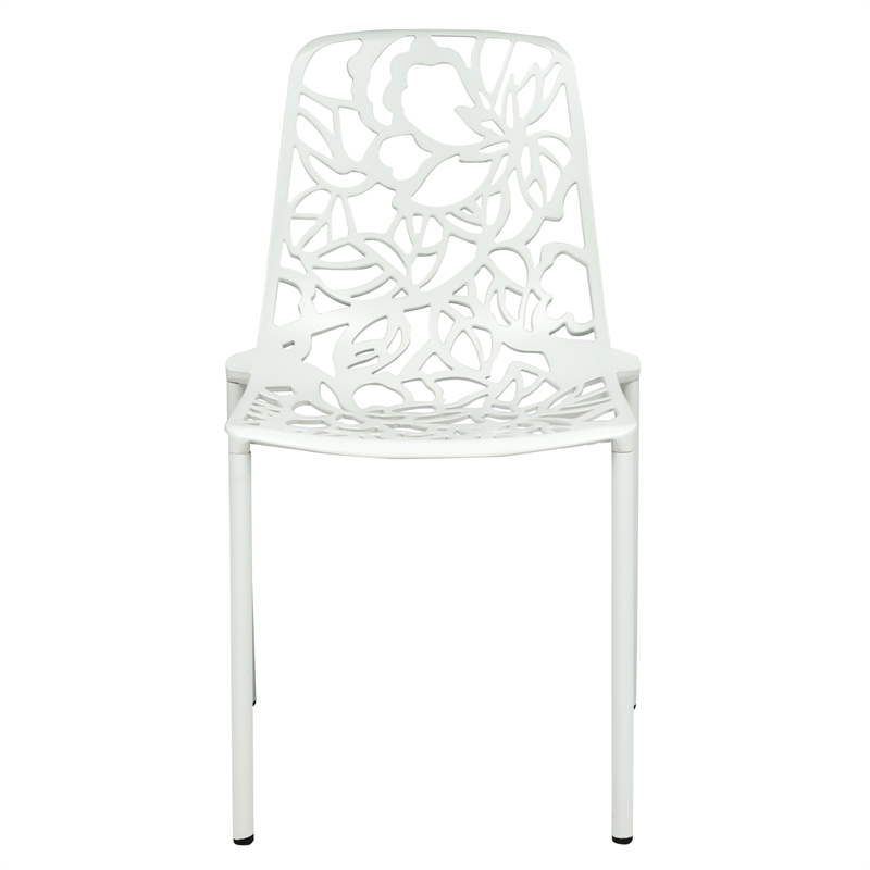LeisureMod Devon Modern Indoor Outdoor Aluminum Dining Chair in White