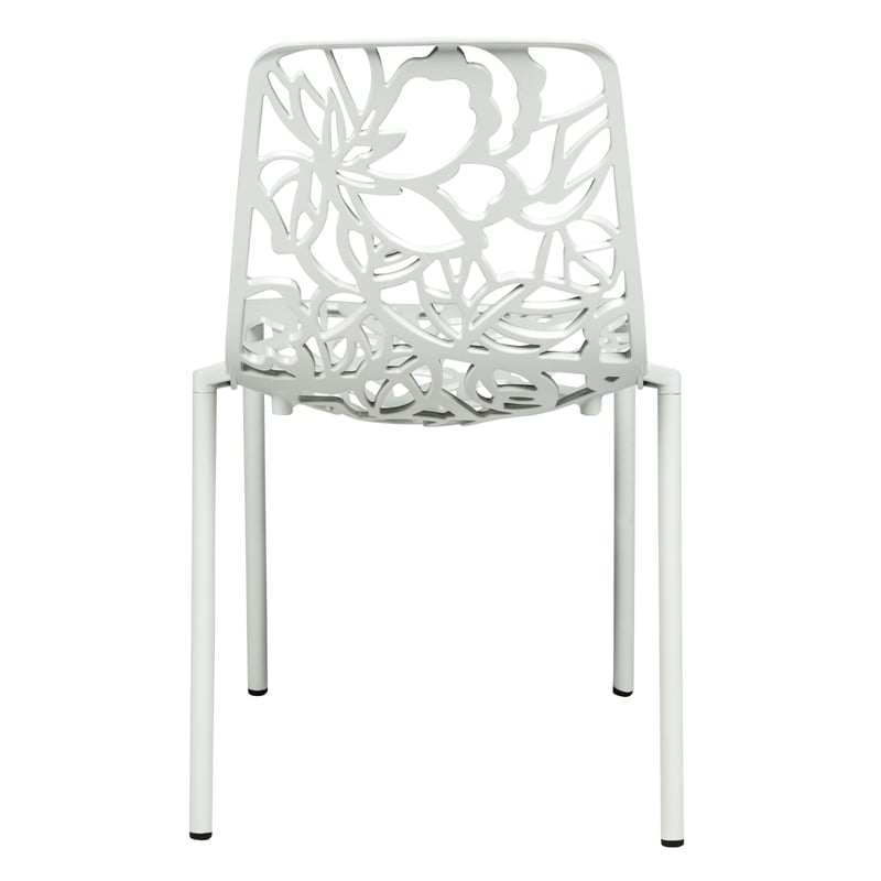 LeisureMod Devon Modern Indoor Outdoor Aluminum Dining Chair in White