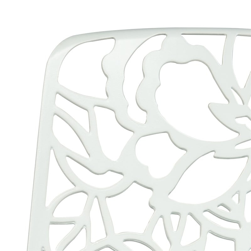 LeisureMod Devon Modern Indoor Outdoor Aluminum Dining Chair in White Set of 2