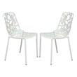 LeisureMod Devon Modern Indoor Outdoor Aluminum Dining Chair in White Set of 2