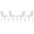 LeisureMod Devon Modern Indoor Outdoor Aluminum Dining Chair in White Set of 4