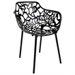 LeisureMod Devon Modern Indoor Outdoor Aluminum Dining Armchair Black