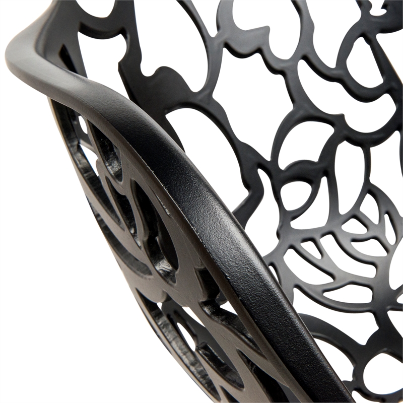 LeisureMod Devon Modern Indoor Outdoor Aluminum Dining Armchair Black Set of 4