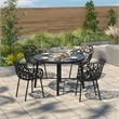 LeisureMod Devon Modern Indoor Outdoor Aluminum Dining Armchair Black Set of 4