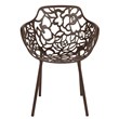 LeisureMod Devon Modern Indoor Outdoor Aluminum Dining Armchair Brown