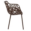 LeisureMod Devon Modern Indoor Outdoor Aluminum Dining Armchair Brown