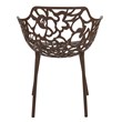 LeisureMod Devon Modern Indoor Outdoor Aluminum Dining Armchair Brown