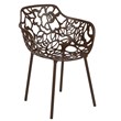 LeisureMod Devon Modern Indoor Outdoor Aluminum Dining Armchair Brown