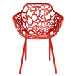 LeisureMod Devon Modern Indoor Outdoor Aluminum Dining Armchair Red Set of 2
