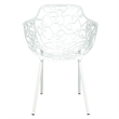 LeisureMod Devon Modern Indoor Outdoor Aluminum Dining Armchair White