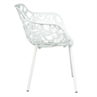 LeisureMod Devon Modern Indoor Outdoor Aluminum Dining Armchair White