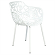 LeisureMod Devon Modern Indoor Outdoor Aluminum Dining Armchair White