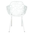 LeisureMod Devon Modern Indoor Outdoor Aluminum Dining Armchair White Set of 2
