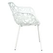 LeisureMod Devon Modern Indoor Outdoor Aluminum Dining Armchair White Set of 2