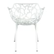LeisureMod Devon Modern Indoor Outdoor Aluminum Dining Armchair White Set of 2