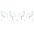 LeisureMod Devon Modern Indoor Outdoor Aluminum Dining Armchair White Set of 4