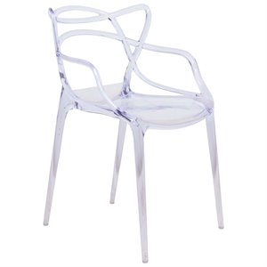 leisuremod modern milan intertwined clear dining arm chair