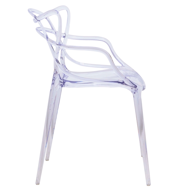 LeisureMod Modern Milan Intertwined Dining Side Chair in Clear Set of 2