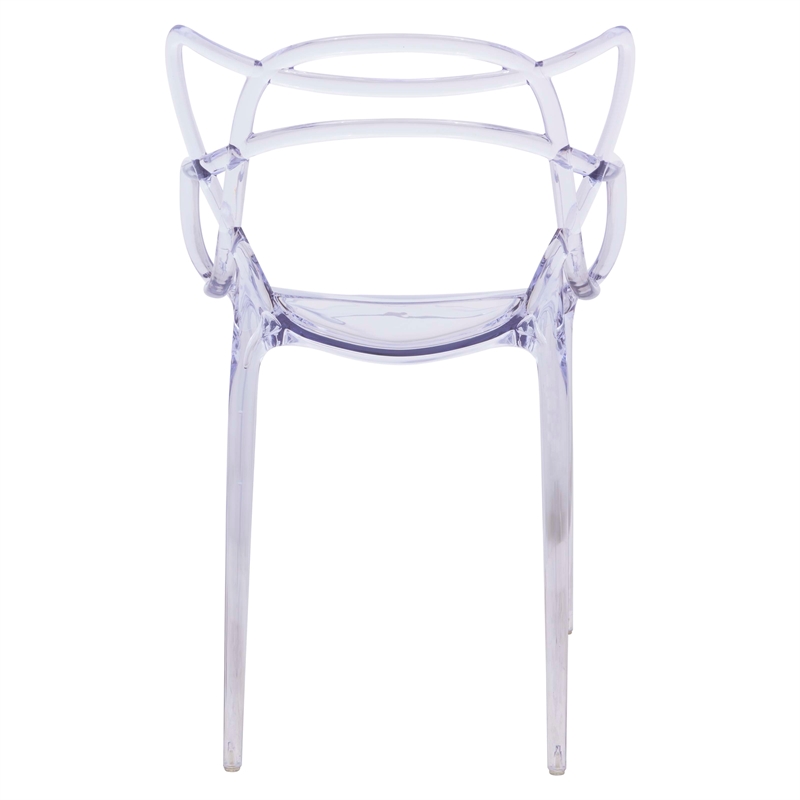 LeisureMod Modern Milan Intertwined Dining Side Chair in Clear Set of 2
