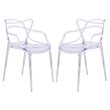 LeisureMod Modern Milan Intertwined Dining Side Chair in Clear Set of 2