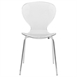 LeisureMod Oyster Dining Side Chair With Strong Metal Legs in Clear