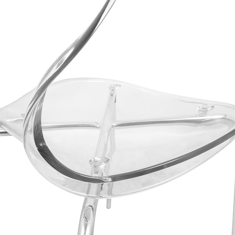 LeisureMod Oyster Dining Side Chair With Strong Metal Legs in Clear