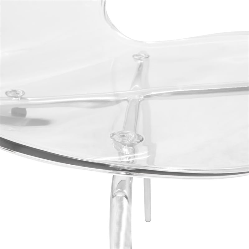 LeisureMod Oyster Dining Side Chair With Strong Metal Legs in Clear