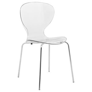 leisuremod oyster clear dining side chair with strong metal legs