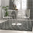 LeisureMod Oyster Dining Side Chair With Strong Metal Legs in Clear Set of 4