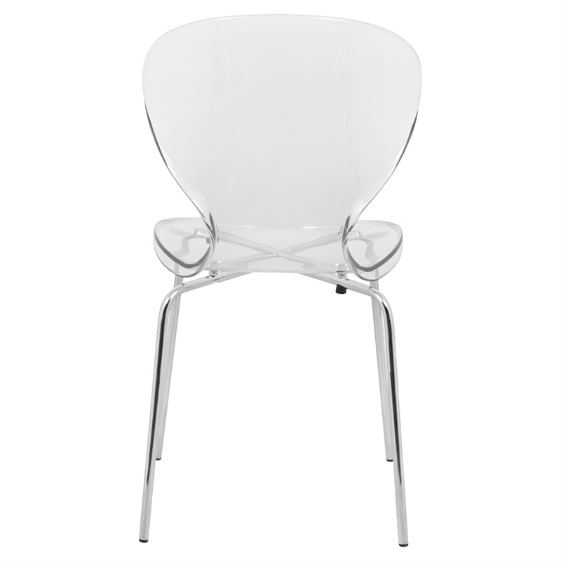 LeisureMod Oyster Dining Side Chair With Strong Metal Legs in Clear Set of 4