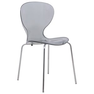 LeisureMod Oyster Dining Side Chair With Strong Metal Legs in Black