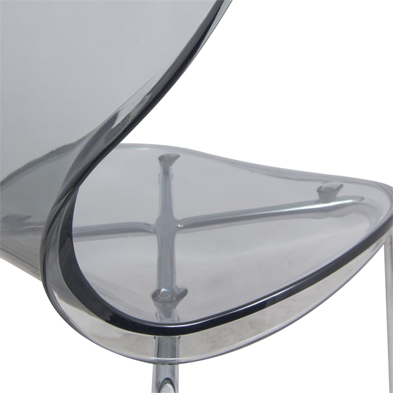 LeisureMod Oyster Dining Side Chair With Strong Metal Legs in Black Set of 2