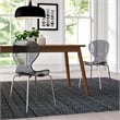 LeisureMod Oyster Dining Side Chair With Strong Metal Legs in Black Set of 2
