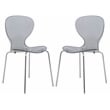 LeisureMod Oyster Dining Side Chair With Strong Metal Legs in Black Set of 2