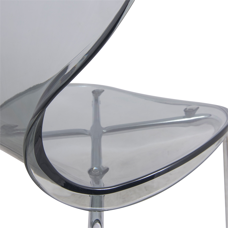 LeisureMod Oyster Dining Side Chair With Strong Metal Legs in Black Set of 4