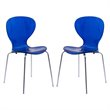 LeisureMod Oyster Dining Side Chair With Strong Metal Legs in Blue Set of 2