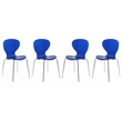 LeisureMod Oyster Dining Side Chair With Strong Metal Legs in Blue Set of 4
