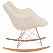 LeisureMod Mid-Century Willow Beige Twill Fabric Eiffel Base Rocking Chair