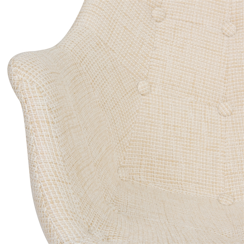 LeisureMod Mid-Century Willow Beige Twill Fabric Eiffel Base Rocking Chair