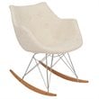 LeisureMod Mid-Century Willow Beige Twill Fabric Eiffel Base Rocking Chair